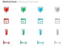 Glucose ecg monitor testtube bed ppt icons graphics