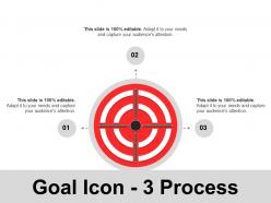 Goal icon 3 process ppt ideas