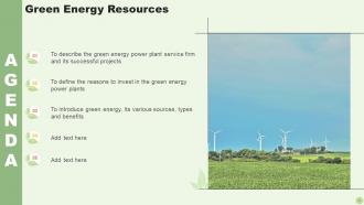 Green Energy Resources Powerpoint Presentation Slides