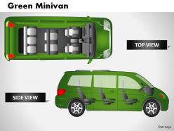 Green minivan side view powerpoint presentation slides