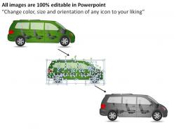 Green minivan side view powerpoint presentation slides