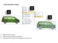 Green minivan side view powerpoint presentation slides