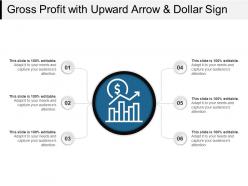 Gross profit with upward arrow and dollar sign