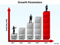 Growth parameters using stacked boxes making a bar graph silhouette on top powerpoint templates