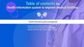 Health Information System To Improve Medical Facilities Powerpoint Presentation Slides Researched Editable