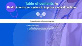 Health Information System To Improve Medical Facilities Powerpoint Presentation Slides Professionally Editable