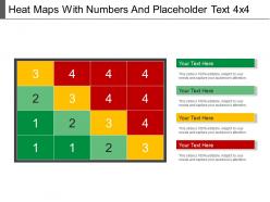 Heat maps with numbers and placeholder text 4x4 ppt example file