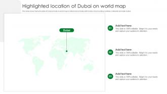 Highlighted Location Of Dubai On World Map