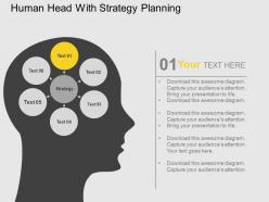 Human brain design with circular tags inside flat powerpoint design