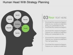 Human brain design with circular tags inside flat powerpoint design