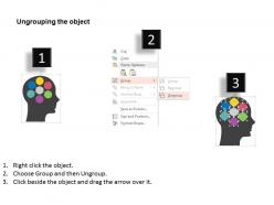 Human brain design with circular tags inside flat powerpoint design