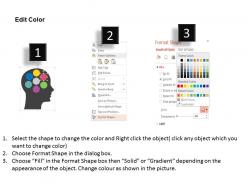 Human brain design with circular tags inside flat powerpoint design