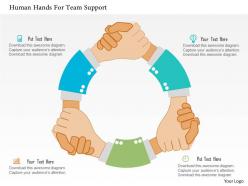 Human hands for team support flat powerpoint design