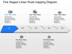 Ik five staged linear road mapping diagram powerpoint template