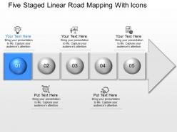 Il five staged linear road mapping with icons powerpoint template