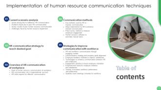 Implementation Of Human Resource Communication Techniques Powerpoint Presentation Slides