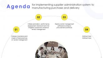 Implementing Supplier Administration System To Manufacturing Purchase And Delivery Complete Deck