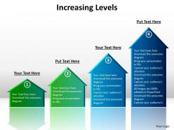 Increasing levels shown by arrows side by side pointing upwards with shadows powerpoint templates