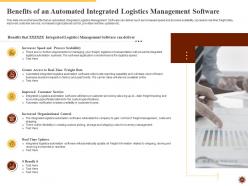 Integrated logistics management for increasing operational efficiency and order accuracy status complete deck