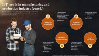 IoT Solutions In Manufacturing Industry Powerpoint Presentation Slides IoT CD Pre-designed Editable