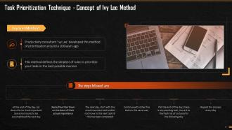 Ivy Lee Method Of Task Prioritization Training Ppt