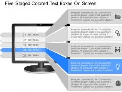 Iz five tags on computer screen with icons powerpoint template