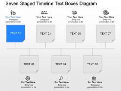 Jh seven staged timeline text boxes diagram powerpoint template