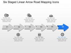 Jk six staged linear arrow road mapping icons powerpoint template