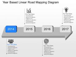 Jy year based linear road mapping diagram powerpoint template