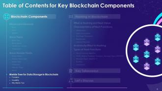 Key Blockchain Components Training Module on Blockchain Technology and its Applications Training Ppt