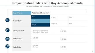 Key updates progress business projects budget risks resourcing