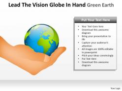 Lead the vision globe in hand green earth ppt slide and templates