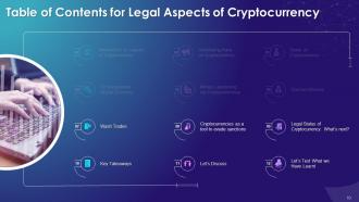 Legal Aspects Of Cryptocurrency Training Module On Blockchain Technology Application Training Ppt