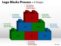 Lego blocks process 6 stages style 2 powerpoint slides and ppt templates 0412