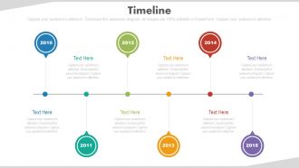 Linear sequential timeline with years powerpoint slides