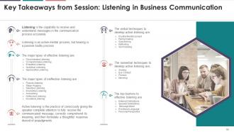 Listening In Business Communication Training Module On Business Communication Edu Ppt