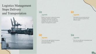 Logistics Management Steps Delivery And Transportation Powerpoint Presentation Slides