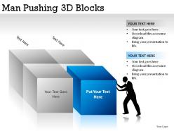 Man pushing 3d blocks powerpoint presentation slides