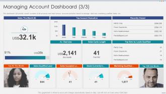 Managing account dashboard executive managing strategic accounts through sales and marketing