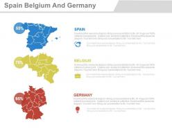 Map of spain belgium and germany with percentage powerpoint slides