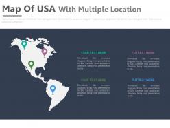 Map of usa with multiple locations powerpoint slides