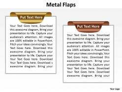 Metal flaps and tabs on a textbox frame standing side by side like folder powerpoint templates 0712