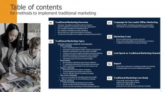 Methods To Implement Traditional Marketing MKT CD V