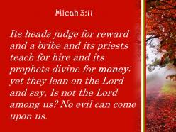 Micah 3 11 no disaster will come upon us powerpoint church sermon