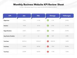 Monthly business website kpi review sheet