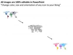 Multicolored world map with location indication flat powerpoint design