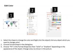 Multicolored world map with location indication flat powerpoint design