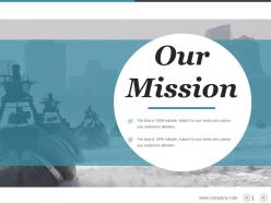 Navy slide showing our mission ppt slides