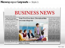 Newspaper layouts style 1 powerpoint presentation slides