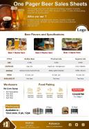 One pager beer sales sheets presentation report infographic ppt pdf document